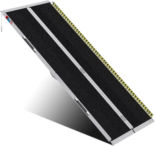 Vista 9 de WHALEMOTOR Rampa portátil para silla de ruedas negra, rampa de aluminio sin costuras y antideslizante de 2 pies, rampas plegables portátiles