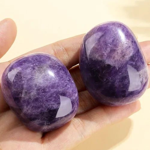 Vista 2 de MAIBAOTA Cristal de amatista de 1.6 a 2.0 pulgadas, piedra de amatista grande, cristales curativos para reiki, piedras pulidas de color morado