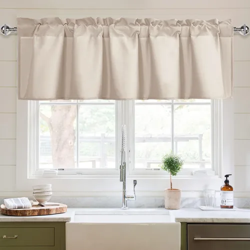 Vista 43 de XWZO Cortinas de cenefas de cocina para ventanas, sala de estar, dormitorio, baño, cubiertas superiores, estilo granja rústico, comedor, aislamiento