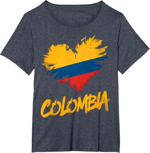 Vista 74 de Camiseta con la bandera del corazón de Colombia