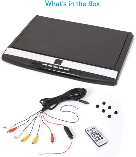 Vista 2 de Consola Pyle para techo de coche, con pantalla LCD abatible, panel de control con reproductor de TV HDMI con transmisor IR integrado