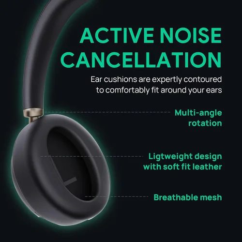 Vista 5 de Yealink BH76 Plus Auriculares Bluetooth, Auriculares Inalámbricos con Micrófono para PC, Cancelación Activa de Ruido, Brazo de Micrófono Oculto
