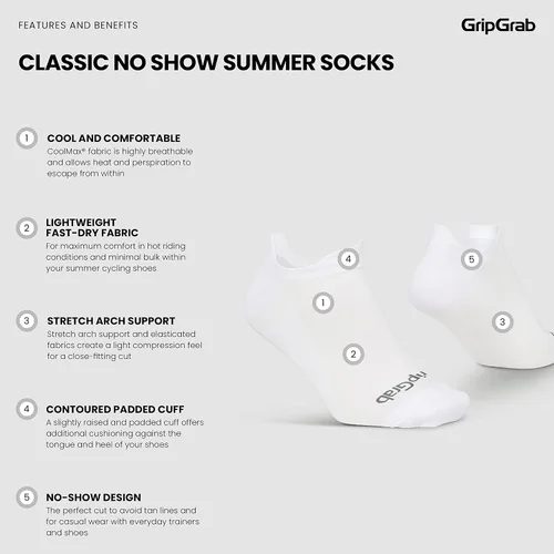 Vista 2 de GripGrab Calcetines de ciclismo invisibles clásicos que no se muestran - Tenis cortos y bajos para entrenamiento de verano para bicicleta giratoria