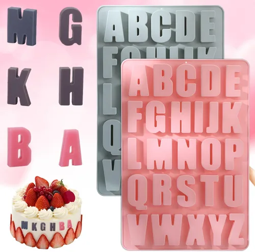 Vista 6 de 2 moldes de letras para chocolate, moldes de silicona del alfabeto para manualidades, molde de crayón reutilizable para cera, molde de letras