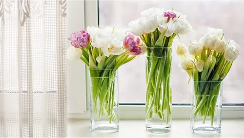 Vista 4 de WGV - Bloque de vidrio cuadrado alto para florero, longitud 3 pulgadas, altura 6 pulgadas, recipiente floral transparente, portavelas, terrario