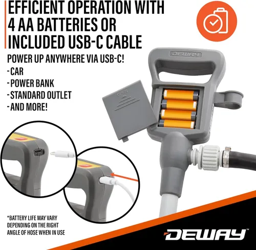 Vista 6 de Bomba de transferencia de combustible automática DEWAY con parada automática y pitido, potente alimentación por batería AA con opción