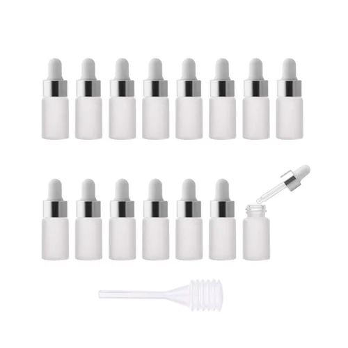 Vista 7 de 15 botellas con cuentagotas de vidrio de aceite esencial esmerilado vacío de 0.1 onzas líquidas, botellas reutilizables con gotero de aceite nasal