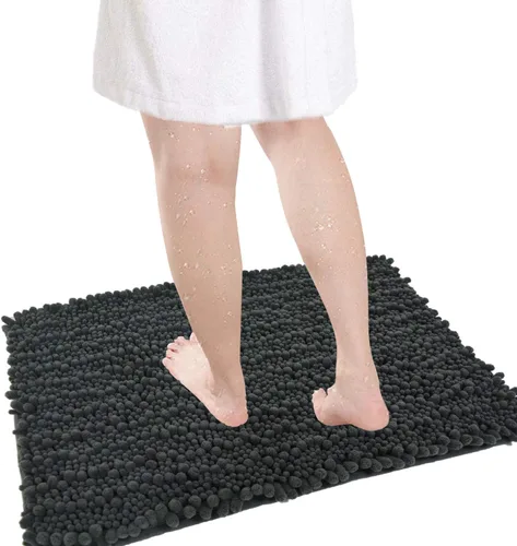 Vista 12 de Alfombra de baño de 16 x 20 pulgadas, antideslizante, súper absorbente, extra suave y alfombra de baño de felpilla de secado rápido, alfombra