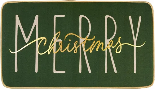 Vista 10 de ONWAY Felpudo Feliz Navidad, Felpudo de Puerta Estacional de Invierno Negro Dorado para Navidad y Fiestas, Alfombra de Piso de Bajo Perfil, Tapete