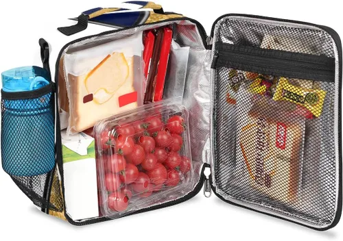 Vista 4 de Bolsa de almuerzo personalizada para niñas, niños, adolescentes, hombres y mujeres, regalo personalizado, bolsa de almuerzo de voleibol, color dorado