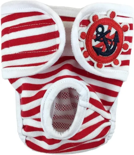 Vista 3 de Visky mascota hembra higiénica sanitaria Pant reutilizable reutilizable Pañales para perros (Rojo, Pequeño)