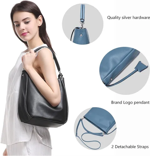 Vista 5 de DAVIDJONES - Bolso tipo Hobo de piel sintética suave para mujer, bolso cruzado mediano, bolso de hombro con asa superior, Bolso Hobo clásico simple