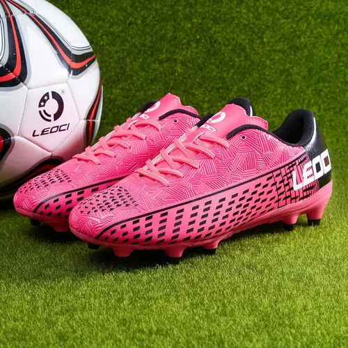 Vista 6 de LEOCI Tacos de fútbol para hombre y mujer zapatos de fútbol unisex para exteriores botas de rugby firmes