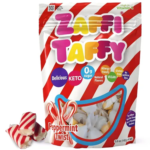 Vista 13 de Zaffi Taffy - Caramelos sin azúcar, sin tintes, aptos para dieta cetogénica y diabéticos, golosinas aprobadas por dentistas para niños