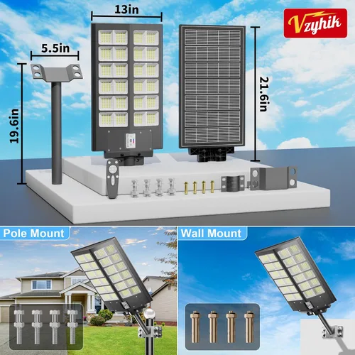 Vista 2 de Ilumina tu espacio al aire libre con luces solares de 300 W para exteriores - Libera 3000 lúmenes de energía solar