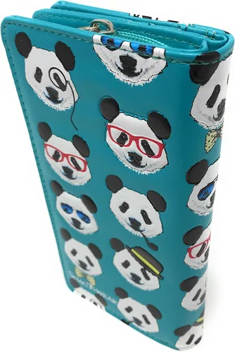 Vista 2 de Shag Wear Panda Repeat - Cartera grande para mujer de 7", verde azulado, Moderno