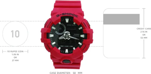 Vista 4 de Reloj Casio G-shock Ana Digi Red para hombre 6562ft resistente al agua con día y fecha GA-700-4A