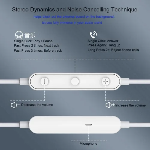 Vista 3 de Auriculares intrauditivos con cable magnético con micrófono para Samsung Galaxy A03s A12 A13 A53 A52 A32 A21 A51 S10 S9 Plus Note 9 BLU LG Phone