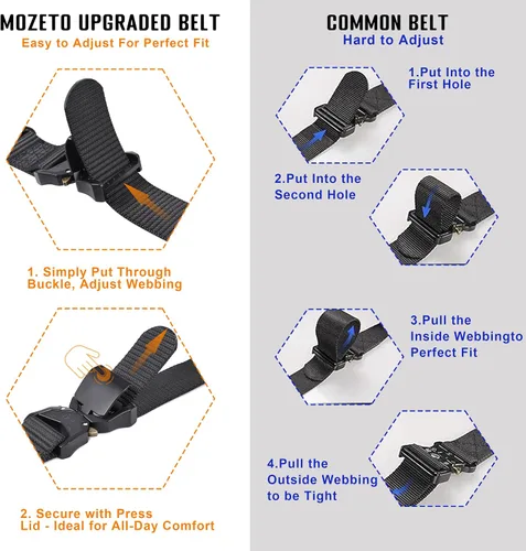 Vista 3 de MOZETO Cinturón táctico para hombre de 1.5 pulgadas de nailon para trabajo de combate, cinturón resistente con hebilla de talón de liberación rápida