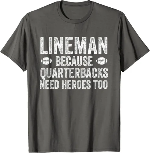 Vista 96 de Lineman Because Quarterbacks Need Heroes Camiseta de fútbol linieros S Negro