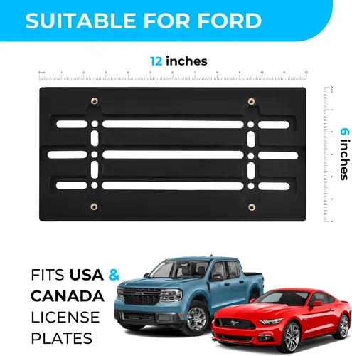 Vista 2 de Soporte de placa de parachoques delantero para Ford 2000-2025, juego de soportes de placa con 6 tornillos únicos y kit de llave, kit de montaje