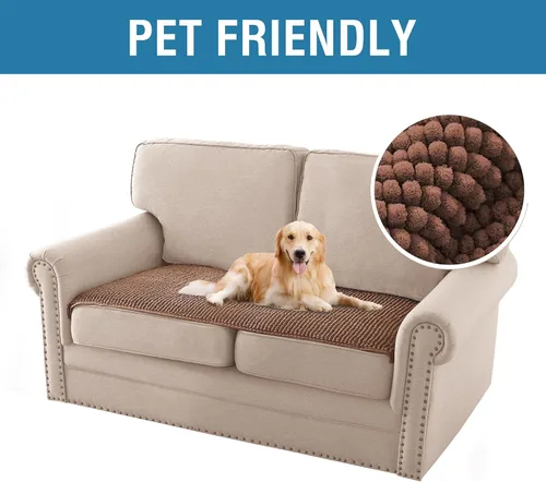 Vista 2 de H.VERSAILTEX Funda de felpilla de felpa para sofá de 3 cojines, antideslizante, lavable, protector de muebles suave y duradero, para perros, gatos