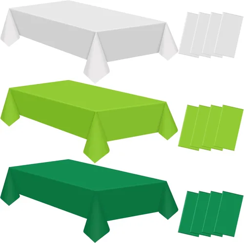 Vista 9 de Juexica 12 Pcs Disposable Plastic Tablecloth 54" x 108" Waterproof Table Cover Plastic Decorative Table Cloth for Birthday Graduation Ocean Theme