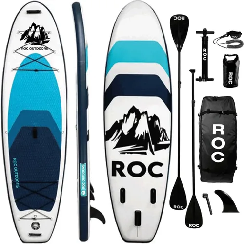 Vista 31 de Roc Tabla de remo inflable con accesorios y mochila de alta calidad, cubierta antideslizante, bolsa impermeable, correa, remo y bomba de mano.