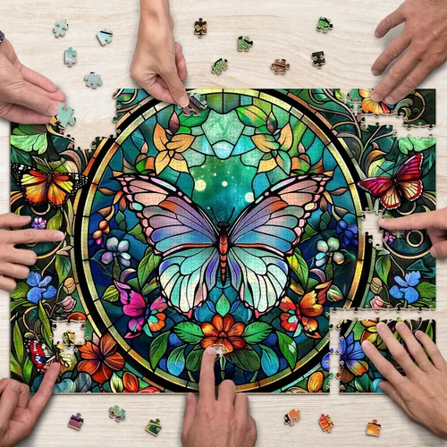 Vista 4 de Rompecabezas de Mariposas para Adultos de 1000 Piezas, Rompecabezas de Flores de 1000 Piezas, Rompecabezas Únicos Imposibles Difíciles Duros