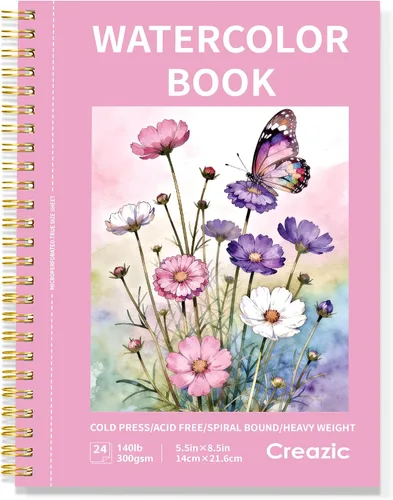 Vista 15 de Bloc de papel de acuarela de 9 x 12 pulgadas (140 libras/300 gsm) – Cuaderno de bocetos para artistas sin ácidos, papel pesado prensado en frío
