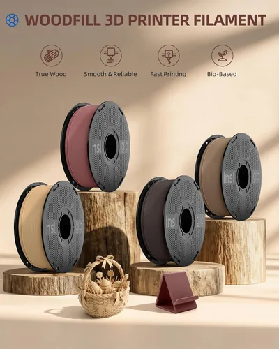 Vista 2 de Inslogic Filamento PLA WoodFill presecado de 0.069 pulgadas, 2.2 libras 2.2 lbs Woodfill Cherry