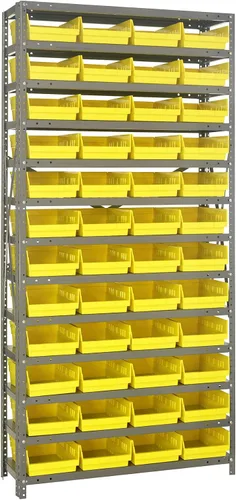 Vista 475 de Quantum QSBU-245BK Heavy Duty Shelving Unit with (7) Shelves and (24) QUS245 Black Bins for Garage Warehouse Storage Distribution 400 lb Load