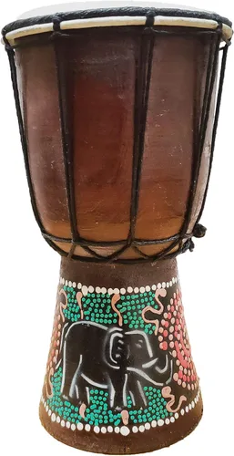 Vista 24 de Djembe decorativo de novedad de 6" de alto x 4" de ancho en la parte superior (Abstracto, 15.2 cm)