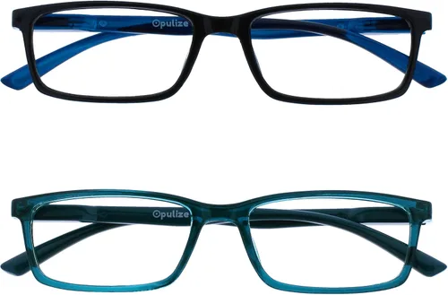 Vista 14 de OPULIZE SEE - Gafas de lectura con bloqueo de luz azul para mujeres y hombres, marco estrecho, bisagras de resorte, anteojos de juegos para negro