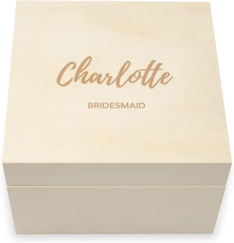 Vista 11 de WEDDINGSTAR Caja de regalo de recuerdo de madera grabada personalizada con tapa extraíble - fuente de bloque
