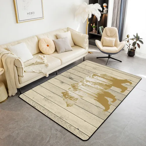 Vista 8 de Castle Fairy Bear Family - Alfombra antideslizante de 3 x 5 pies, diseño de animales salvajes, color negro, para niños, adolescentes y adultos