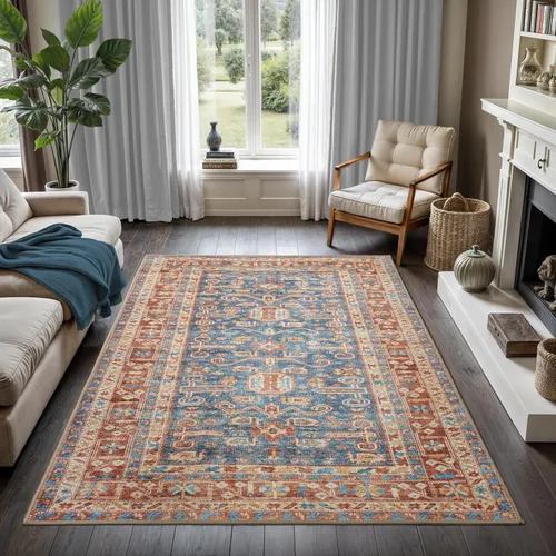 Vista 80 de GLN Rugs Traditional Collection - Alfombra de felpilla lavable a máquina, tradicional lavable, antideslizante, alfombra de felpilla de pelo corto