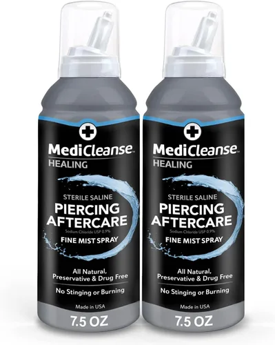 Vista 8 de MediCleanse Aerosol salino estéril para el cuidado posterior de perforaciones en pulverización de niebla fina, 7.5 onzas, todo natural, sin alcohol