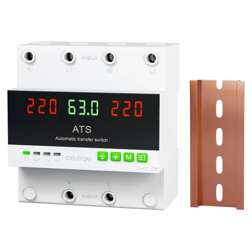 Vista 7 de Interruptor de Transferencia Automática ATS 4P 63A 110V - Selector de Fase de Prioridad L1, 50/60Hz, Montaje en Riel DIN, Certificado CE para Uso