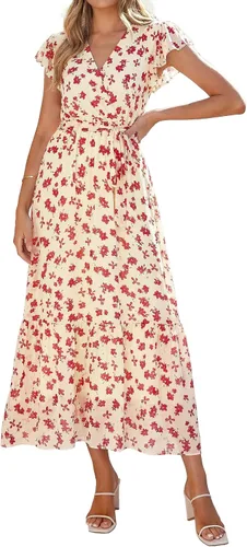 Vista 20 de PRETTYGARDEN Vestido largo bohemio floral de verano para mujer Melocotón Floral