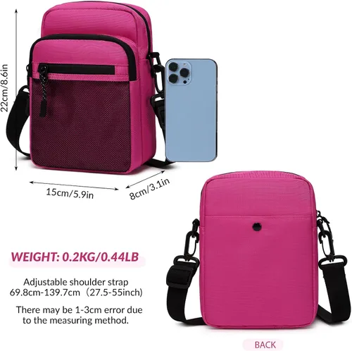 Vista 2 de Lohol Bolso bandolera pequeño para hombres y mujeres, resistente al agua, ajustable, bolso bandolera para viajes y deportes