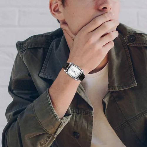 Vista 4 de JewelryWe - Reloj de pulsera de cuarzo con calendario cuadrado para hombre