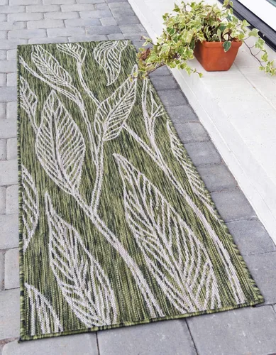 Vista 16 de Unique Loom Outdoor Botanical Collection Alfombra de área - Hoja (1.6 m x 2.4 m Rectangular, Carbón Marfil)