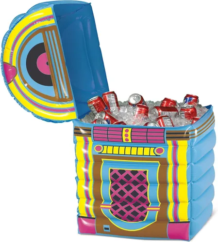 Vista 6 de Beistle Enfriador inflable - Decoraciones de fiesta de los años 50 y 80, contenedores de bebidas, enfriador de bebidas, decoraciones temáticas
