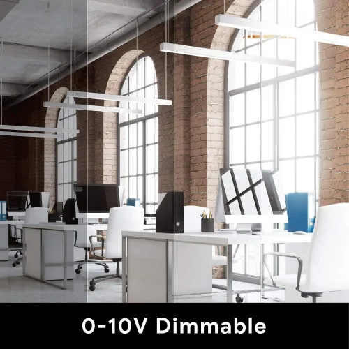 Vista 5 de Euri Lighting EUD4-50W103sw-W, Linkable 4FT Dual CCT Lineal Up/Down Light, 50W, 6500lm, 3000K/4000K/5000K, 120-277V, clasificación húmeda, 0-10V