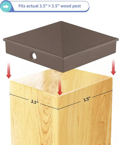 Vista 4 de MOLIGOU Tapones para postes de valla piramidal de aluminio de 4 x 4 pulgadas, cubiertas para postes de madera estándar de 3.5 x 3.5 pulgadas