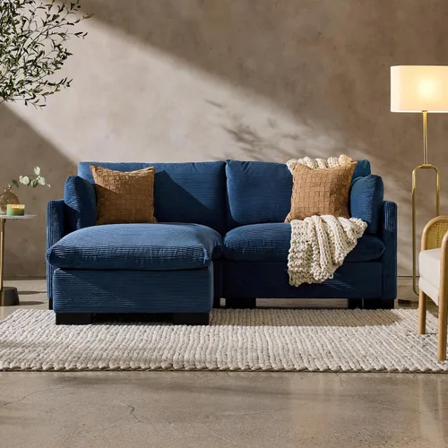 Vista 12 de Best Choice Products Sofá biplaza moderno para sala de estar, sillón reclinable de pana, funda extraíble, cojines de resorte, marco de madera