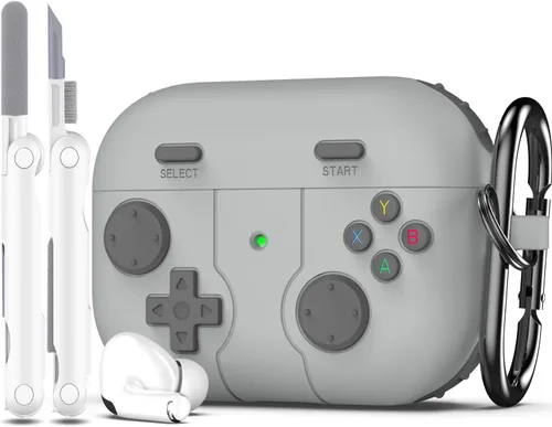 Vista 11 de R-fun Funda para AirPods Pro 3, diseño de consola de juegos de silicona para Apple AirPods Pro de 3ª generación (cable USB-C), con kit limpiador
