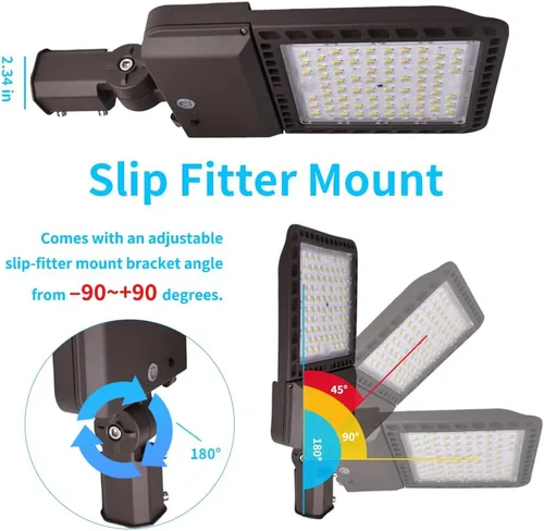 Vista 4 de Luz LED de estacionamiento de 300 W, ajustador deslizante ajustable, 39000LM 5000K iluminación exterior con fotocélula del atardecer al amanecer