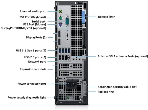 Vista 3 de Dell Computadora de escritorio OptiPlex 7070 SFF, Intel Hexa Core i7-8700 3.20GHz, RAM DDR4 de 16 GB, SSD NVMe M.2 de 1 TB, Windows 11 Pro, teclado
